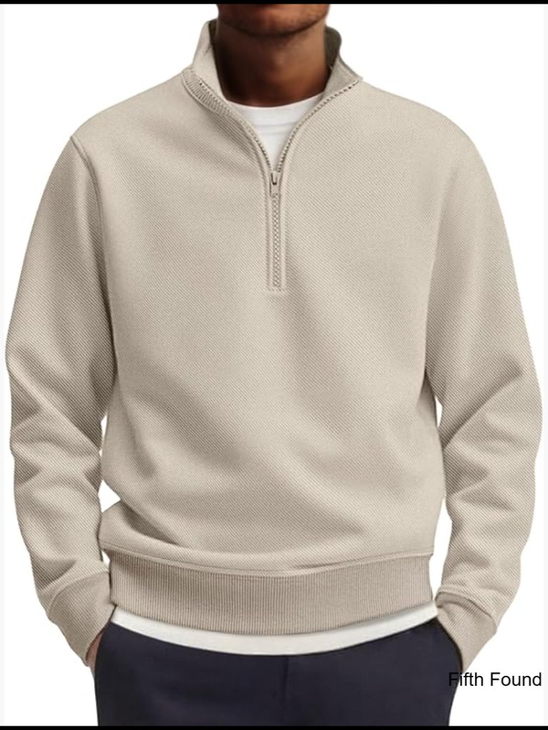Men's Quarter Zip Pullover Sweatshirt Lightweight Polo Shirt Business Casual